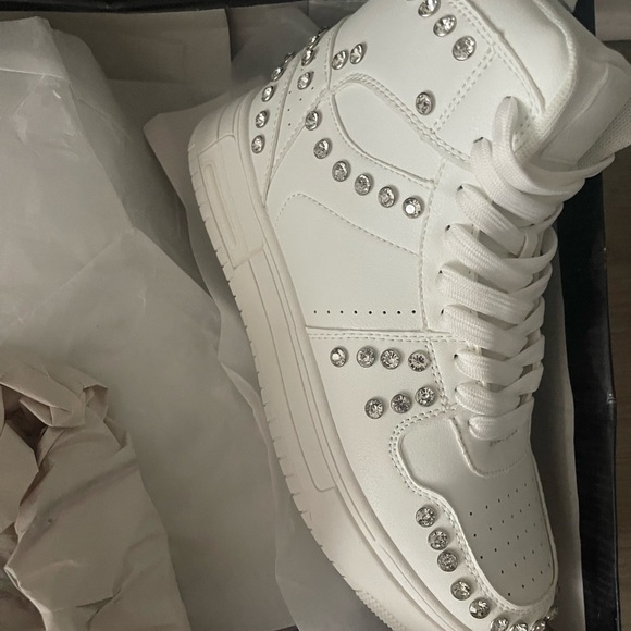 AZALEA WANG WHITE EMBELLISHED HIGH TOP SNEAKER - Picture 5 of 5